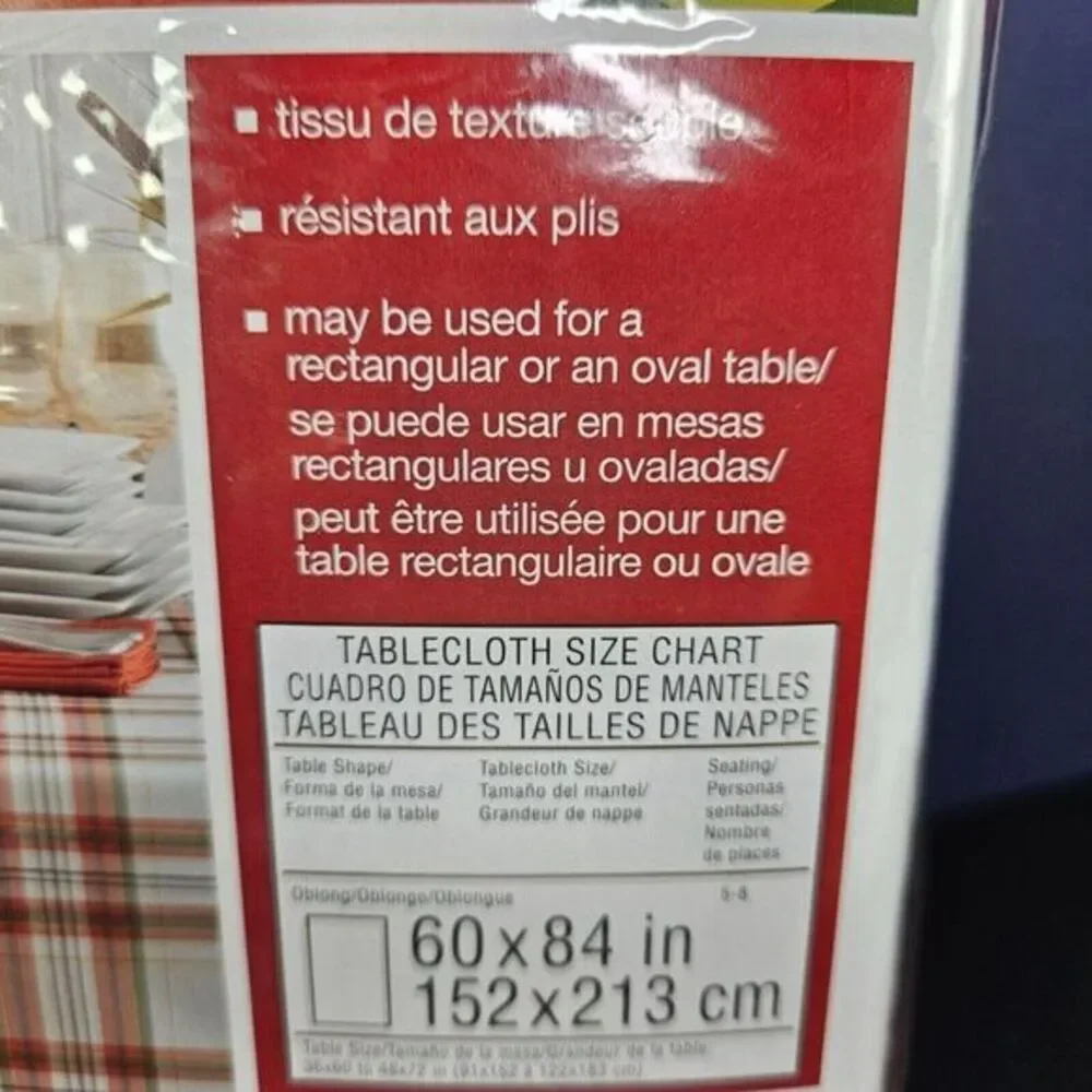 Autumn Plaid Tablecloth Burnt Orange‎ Green Fall Wrinkle Resistant 60 x 84 New